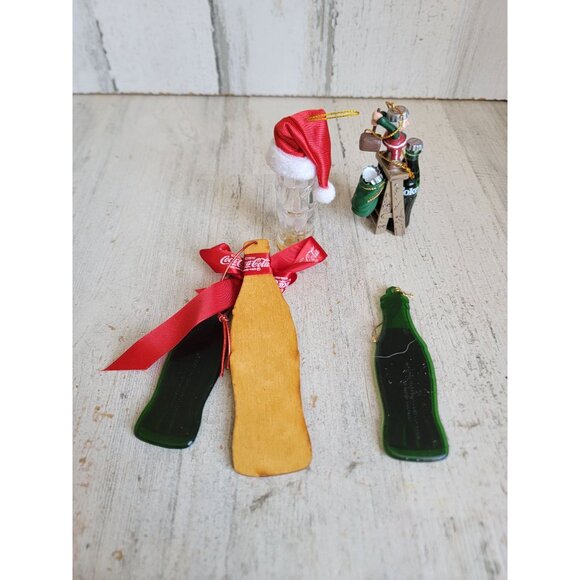 Coca-Cola green bottle elf helper variety ornament set Coke vintage - Picture 8 of 8